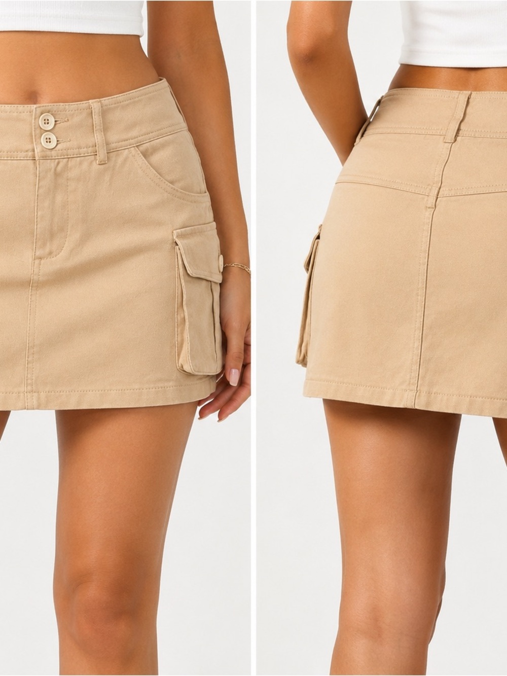 Edikted Beige Cargo Mini Skirt Size Small NWT Y2K Utility Style